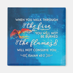"Weg durch Feuer" Jesaja-43:2 Bibel-Vers-Magnet Magnet