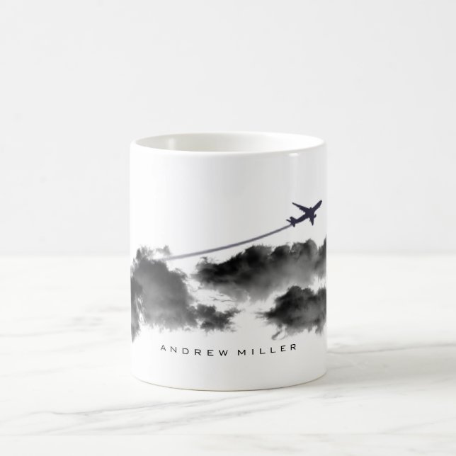 Weg fliegen/Jet-Flugzeug/personalisierter Pilot Kaffeetasse (Mittel)