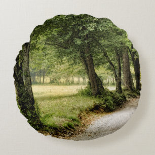 Weg im Land Rundes Kissen