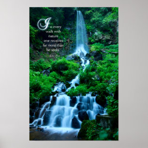 Weg mit Natur-schöner Wasserfall-Grün-Natur Poster