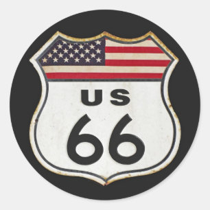 Weg US 66 Runder Aufkleber