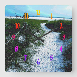 Weg zum Atemberaubenden Siesta Keys Beach Quadratische Wanduhr