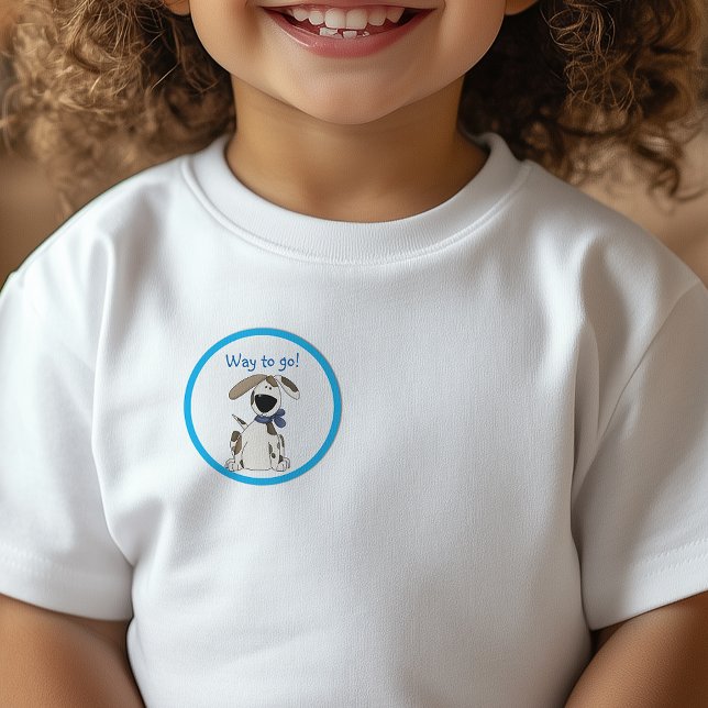 Weg zum Niedlichen, gespeckten Nachlass Runder Aufkleber (Way To Go Cute Speckled Pup Reward Classic Round Sticker)