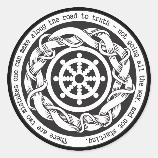 Weg zur Wahrheit Dharma Wheel Runder Aufkleber (Vorderseite)