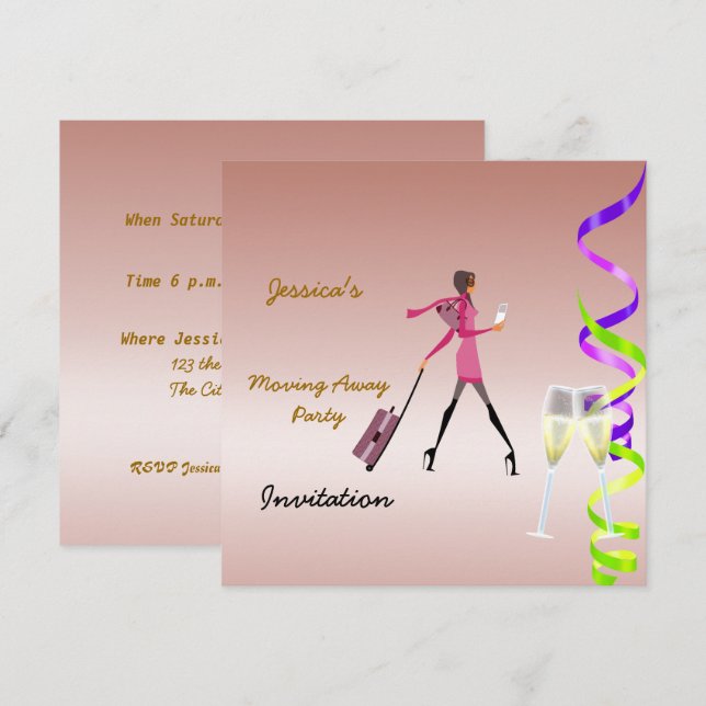 Wegbewegen der Party Einladung (Vorne/Hinten)