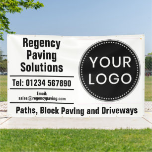 Wege, Blockpflasterungen und Einfahrten mit Logo Banner