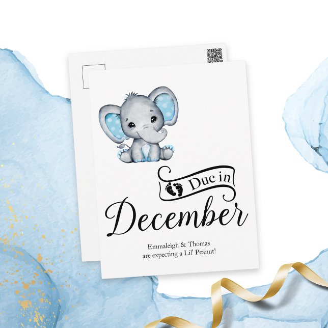 Wegen Dezember Little Peanut Baby Boy Elephant Postkarte (Von Creator hochgeladen)