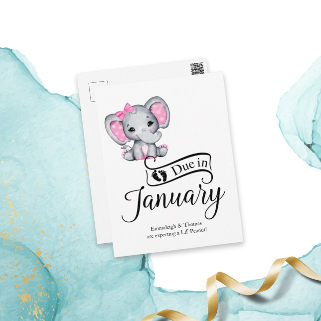 Wegen Januar Little Peanut Baby Girl Elephant Postkarte (Von Creator hochgeladen)