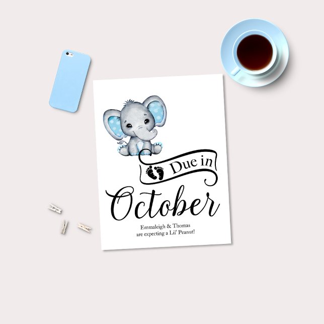 Wegen Oktober Little Peanut Baby Boy Elephant Postkarte (Von Creator hochgeladen)