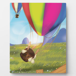 Wegfliegender Cartoon-Ballon Fotoplatte