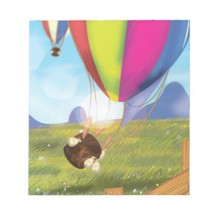 Wegfliegender Cartoon-Ballon Notizblock
