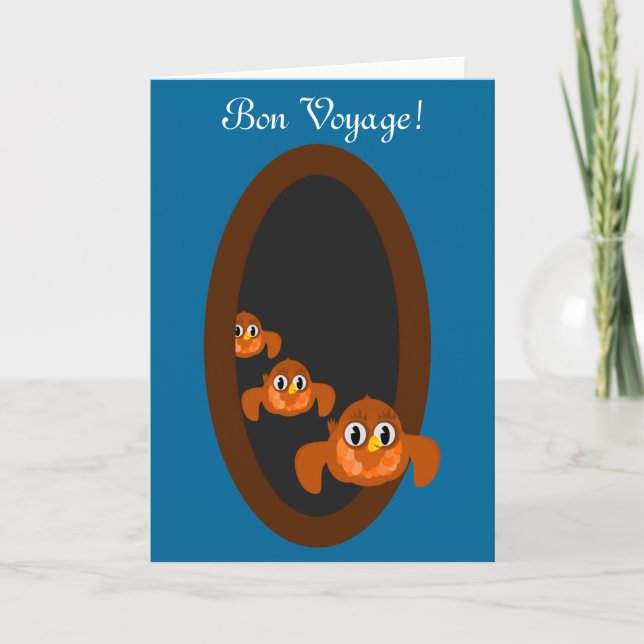 Weggehen BON VOYAGE Karte blau (Vorderseite)