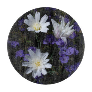 Wegwarte und Phacelia Wildblumen Schneidebrett