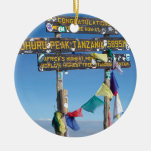 Wegweiser auf dem Gipfel des Kilimanjaro Kenia Keramik Ornament