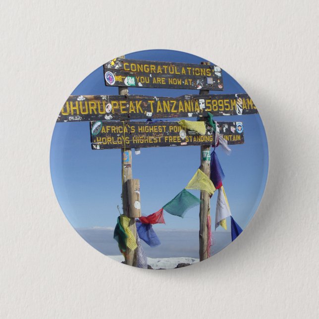 Wegweiser auf dem Gipfel von Kilimanjaro kenya Button (Vorderseite)