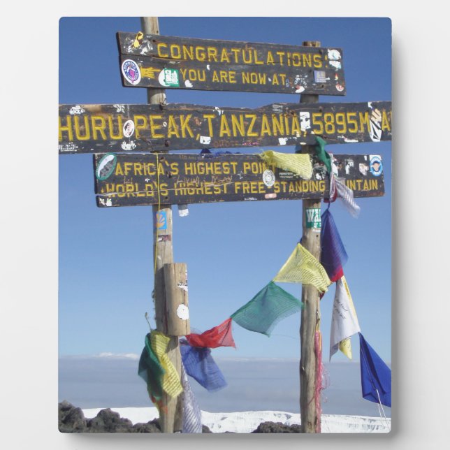 Wegweiser auf dem Gipfel von Kilimanjaro kenya Fotoplatte (Vorderseite)