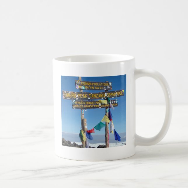 Wegweiser auf dem Gipfel von Kilimanjaro kenya Kaffeetasse (Rechts)