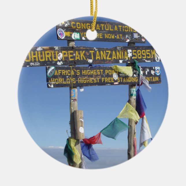 Wegweiser auf dem Gipfel von Kilimanjaro kenya Keramik Ornament (Vorne)