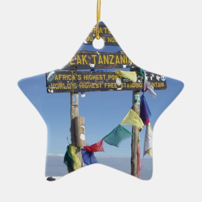 Wegweiser auf dem Gipfel von Kilimanjaro kenya Keramik Ornament (Vorne)