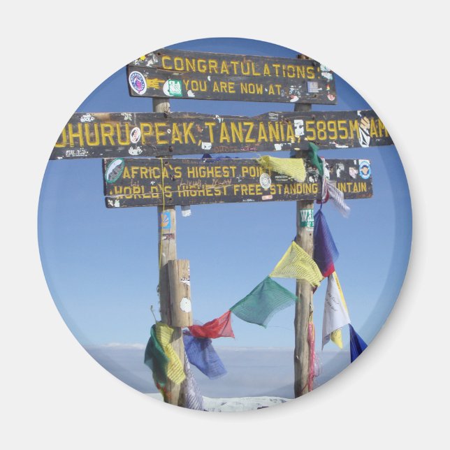 Wegweiser auf dem Gipfel von Kilimanjaro kenya Magnet (Vorne)