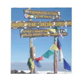 Wegweiser auf dem Gipfel von Kilimanjaro kenya Notizblock