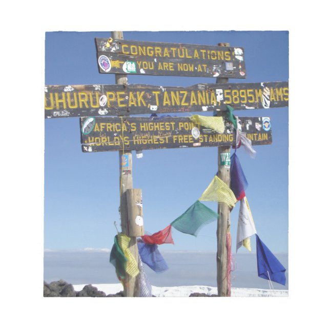 Wegweiser auf dem Gipfel von Kilimanjaro kenya Notizblock (Vorderseite)