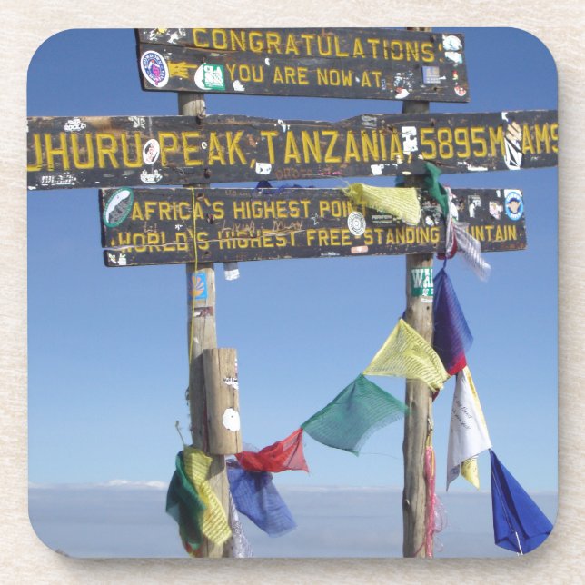 Wegweiser auf dem Gipfel von Kilimanjaro kenya Untersetzer (Vorderseite)