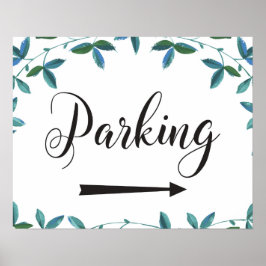 Wegweiser für das Hochzeitparken nach rechts Poster