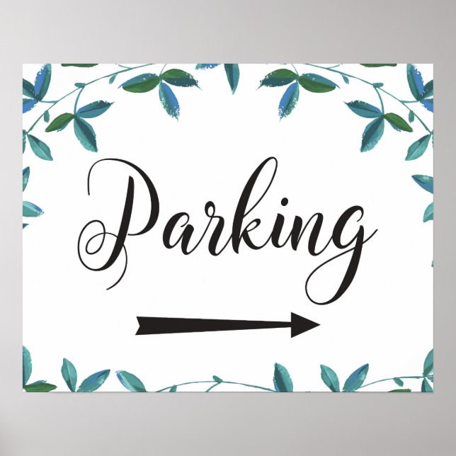 Wegweiser für das Hochzeitparken nach rechts Poster (Vorne)
