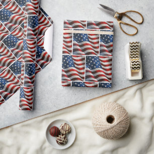 Wehende amerikanische Flagge in Impasto-Malerei Geschenkpapier