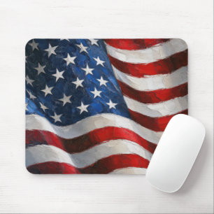 Wehende amerikanische Flagge in Impasto-Malerei Mousepad
