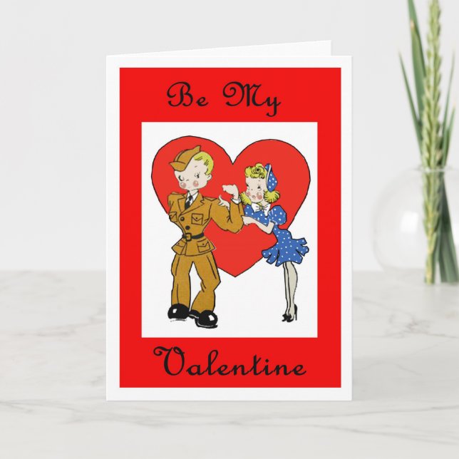 Wehrsoldat und Valentinenkarte Feiertagskarte (Vorderseite)