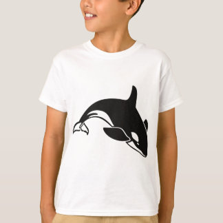 Weibchen aus schwarzem und weißem Orca Killer T-Shirt