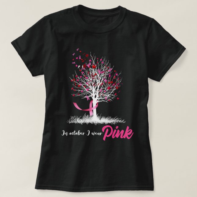 Weibchen Brustkrebs Bewusstsein, im Oktober tragen T-Shirt (Design vorne)
