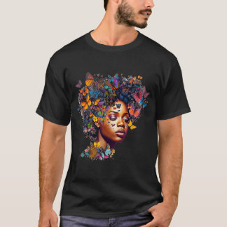 Weibchen Butterfliegen Afro Black Women African Am T-Shirt