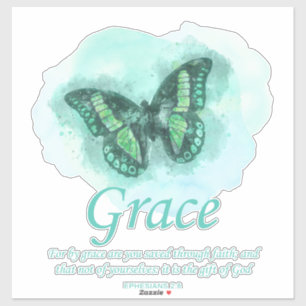 Weibchen Christliche Butterfly Verse:Grab Aufkleber