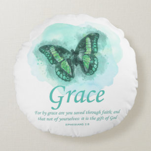 Weibchen Christliche Butterfly Verse:Grab Rundes Kissen
