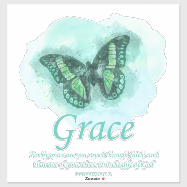 Weibchen Christliche Schmetterlingsverse: Grace Aufkleber (Blatt)