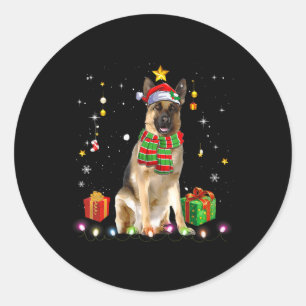 Weibchen Deutscher Schäferhund Dog Tree Weihnachts Runder Aufkleber