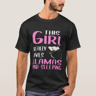 Weibchen dieses Mädchens Lieben Llamas und schlafe T-Shirt