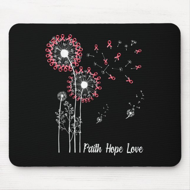 Weibchen Faith Hope Liebe Brustkrebs Dandelion Flo Mousepad (Vorne)