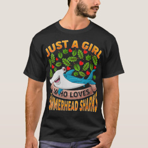 Weibchen Funny Shark Lover Just A Girl, die Liebe  T-Shirt