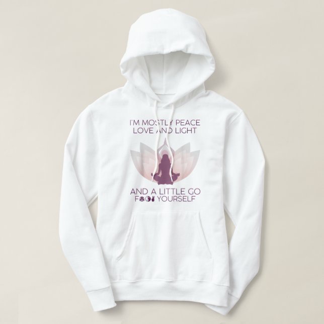 Weibchen Ich bin meistens Liebe und Licht & ein bi Hoodie (Design vorne)