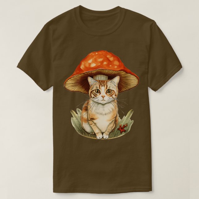 Weibchen katzen mit einem Pilz als Hutbesatz V T-Shirt (Design vorne)