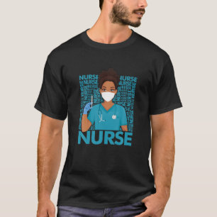 Weibchen schwarze Krankenschwester mit Gesichtsmas T-Shirt
