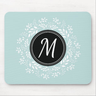 Weiblich blauer Blumengarn Custom Monogram Mousepad