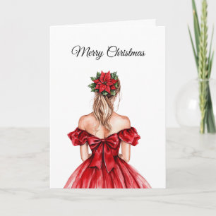 Weiblich Blond Kleid Weihnachten Karte
