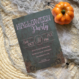 Weiblich dunkelrosa Vintages Halloween-Party Einladung