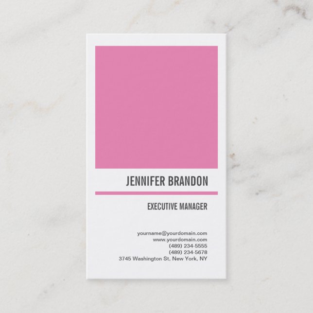 Weiblich Minimalistisch rosa Weiß Moderne Beruflic Visitenkarte (Vorderseite)