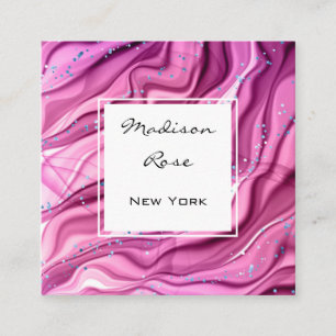 Weiblich und trendy rosa und violette Tinte blaue Quadratische Visitenkarte